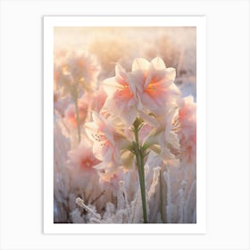 Frosty Botanical Amaryllis 1 Art Print