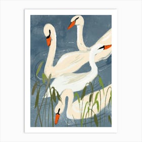 Swans In The Lake  Art Print