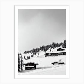 Davos, Switzerland Black And White Skiing Poster Art Print