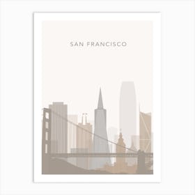 Beige San Francisco Skyline Art Print
