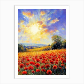 Flowers Field Red Poppies Paintings Monet Painting Claude Impressionism Paint Landscape Art Print