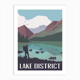 Lake District National Park Travel Poster Hiking Art Print
