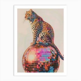 Leopard On Disco Ball Art Print