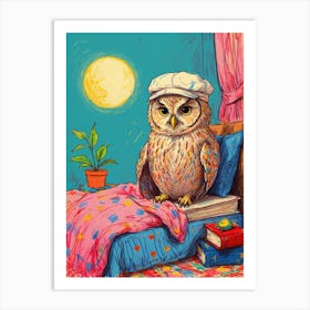 Owl In Bed 2 Art Print