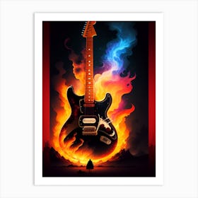 Flaming Guitar Art Print