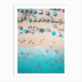 Aerial Umbrellas Beach Summer Umbrella Art Print