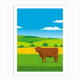 Cow In The Field Art Print