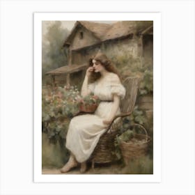 British Lady Sitting On The Rosewood Chair Art Print