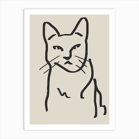 Line Art Cat Drawing 2 Art Print