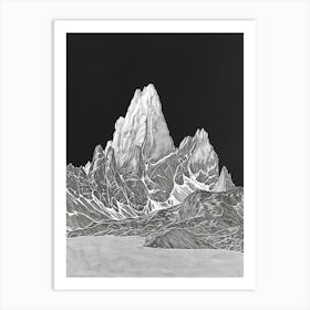 Tryfan Mountain Line Drawing 8 Art Print