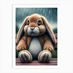 Bunny In The Rain Art Print