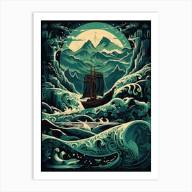 Ship In The Sea Art Print