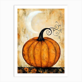 Pumpkin With Moon Art Print