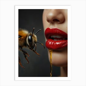 Bee On A Woman'S Lips Art Print