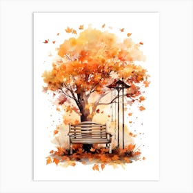 Cute Autumn Fall Scene 7 Art Print