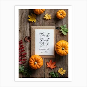 Assortment Of Wooden Thanksgiving Cards Arranged On A Rustic Wooden Table Backs Turned Towards The (4) Art Print