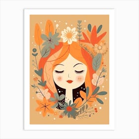 Bloom Body Woman Portrait Orange Tones 7 Art Print