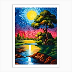 Sunset By The River Art Print