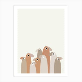 Neutral Minimalist Abstract Bird Flock Art Print