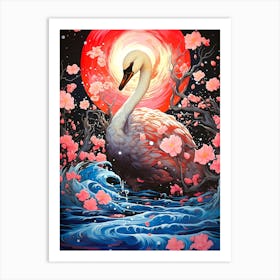 Swan In The Water Art Print