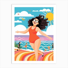 Body Positivity Day At The Beach Colourful Illustration  6 Art Print