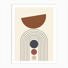 Mid Century Earthy tone circles pattern Art Print