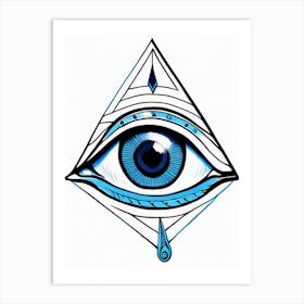 Eye Of Horus, Symbol, Third Eye Blue & White 2 Art Print