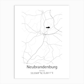 Neubrandenburg,Germany Minimalist Map Art Print