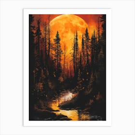 Full Moon In The Forest Art Print