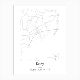 Kozy,Poland Minimalist Map Art Print