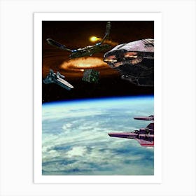 Galactic Multiverse Meet up - BSG - NX01 - Cube - Viper-RednipArt2000 Art Print