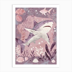 Purple Lemon Shark Illustration 1 Art Print