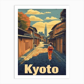 Aihrgdesign A Retro Travel Poster For Kyoto Featuring The Tra 52264e0c 2809 4333 82d4 500030f9e357 3 Art Print