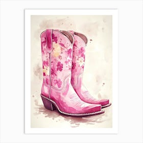 Pink Cowboy Boots 15 Art Print