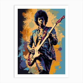 Jimi Hendrix Retro Portrait 3 Art Print