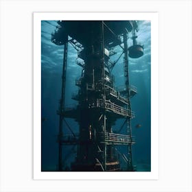 Underwater Oil Rig-Reimagined 2 Art Print