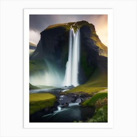 Kirkjufellsfoss Waterfall, Iceland Realistic Photograph (2) Art Print