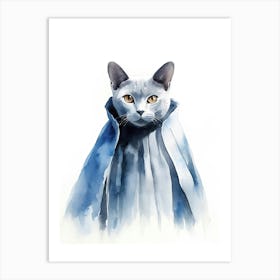 Russian Blue Cat As A Jedi 4 Art Print