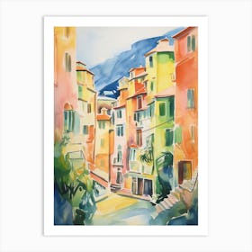 Cinque Terre, Italy Watercolour Streets 2 Art Print