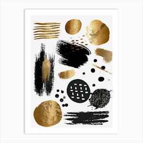 Gold Brush Strokes 5 Art Print