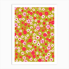 Peppermint Floral Print Warm Tones 1 Flower Art Print