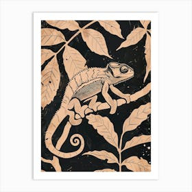 Chameleon In The Jungle Block Print 5 Art Print