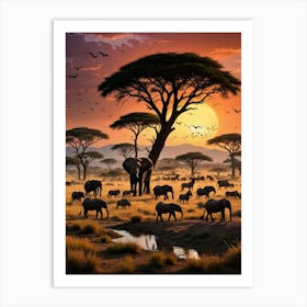 Sunset In The Savannah 5 Art Print