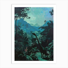 Silhouette Of A Dinosaur Painting Art Print