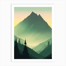 Misty Mountains Vertical Composition In Green Tone 103 Art Print