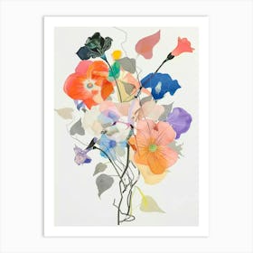 Moonflower 2 Collage Flower Bouquet Art Print