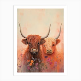 Dreamy Cloudy Highland Cows 3 Art Print
