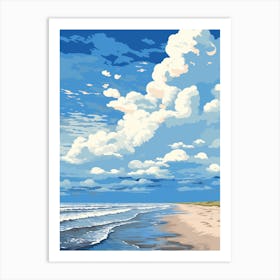 A Screen Print Of Formby Beach Merseyside 2 Art Print