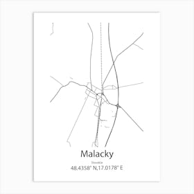 Malacky,Slovakia Minimalist Map Art Print