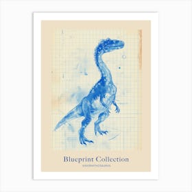 Sinornithosaurus Dinosaur Blue Print Sketch 1 Poster Art Print